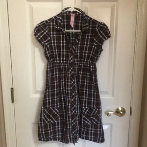 LEI Sundresses By Taylor Swift Plaid Button-down Dress with Cap Sleeves (Medium)
